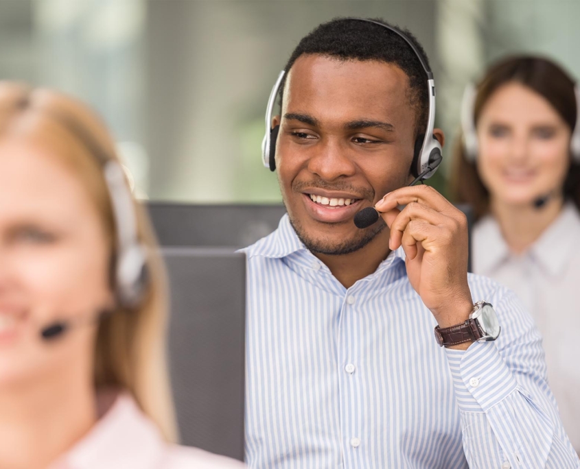 Professionals on calls in call center